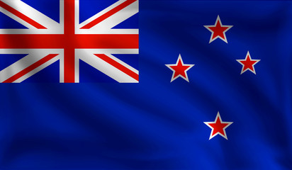 Waving new Zealand flag, the flag of new Zealand, vector illustration