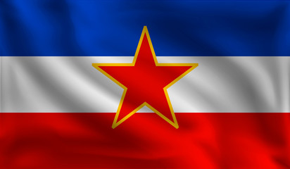 Waving Yugoslavia flag, the flag of Yugoslavia, vector illustration