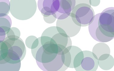 Multicolored translucent circles on a white background. Green tones. 3D illustration