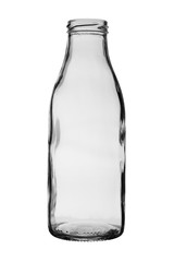 Empty glass bottle for cold drinks isolated on a white background