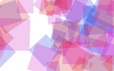 Multicolored translucent squares on white background. Red tones. 3D illustration