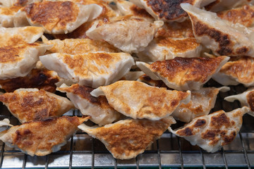 fried jiaozi or gyoza dumplings snack