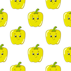 Colored seamless pattern with cute cartoon character. Simple flat vector illustration isolated on white background. Design wallpaper, fabric, wrapping paper, covers, websites.