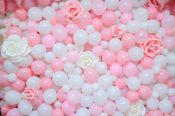 background with pink and white balloons