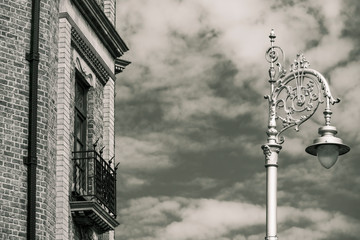 Brick building and street light, Dublin, Ireland