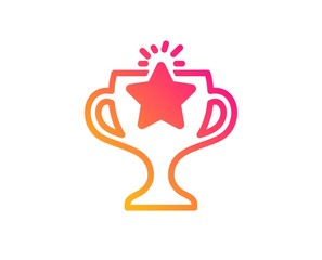 Winner cup icon. Sport Trophy with Star symbol. Victory achievement or Championship prize sign. Classic flat style. Gradient victory icon. Vector