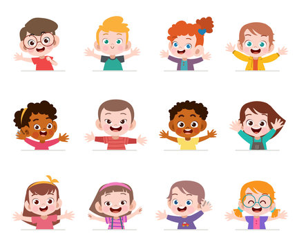 happy kids face vector illustration isolated