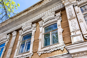 Fototapeta premium Vintage wooden carved ornament of old house