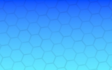 Obraz premium Translucent honeycomb on a gradient blue sky background. Perspective view on polygon look like honeycomb. Isometric geometry. 3D illustration