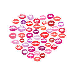 Lipstick Kiss Print Heart White background