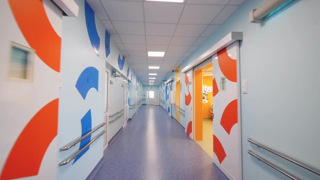 Colourful corridor of children's clinic
