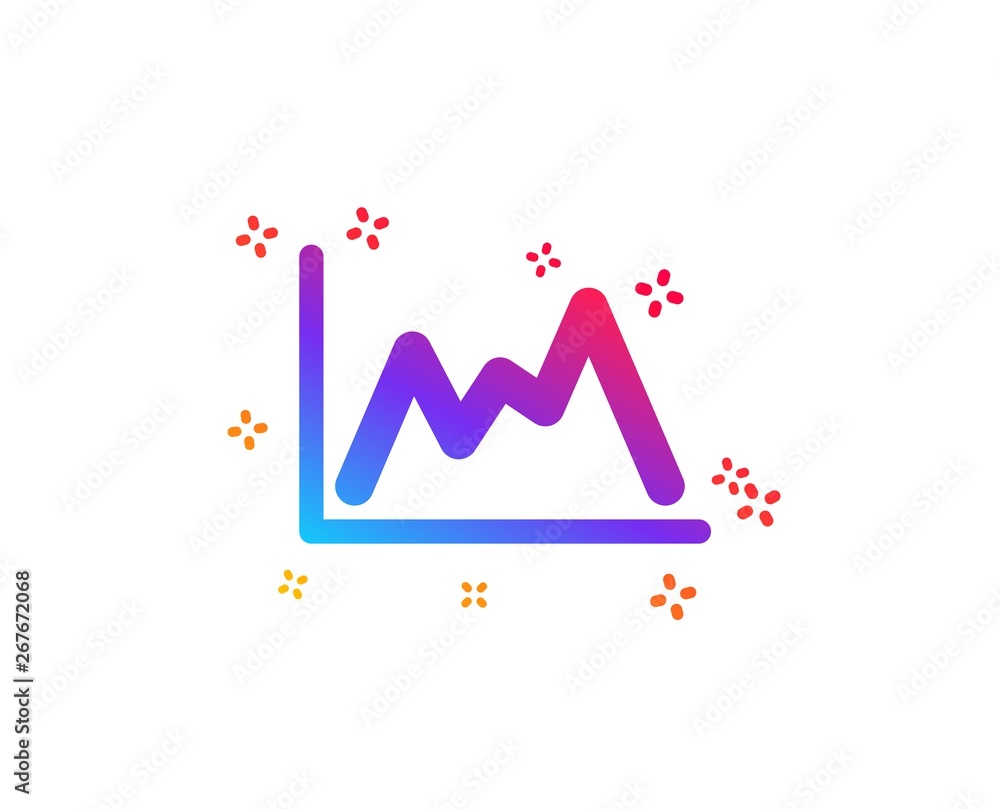 Poster line chart icon. financial growth graph sign. stock exchange symbol. dynamic shapes. gradient design