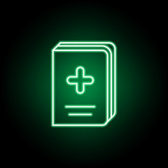 Medical book icon in neon style. Element of medicine illustration. Signs and symbols icon can be used for web, logo, mobile app, UI, UX