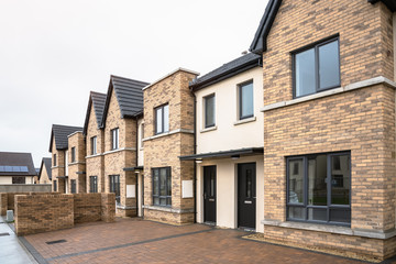 Newly Built Houses for sale in a residential estate on a cloudy winter day
