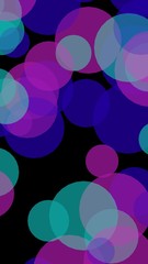 Multicolored translucent circles on a dark background. 3D illustration