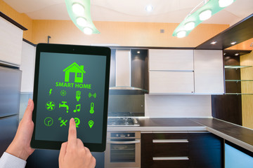 Smart home concept with devices and appliances