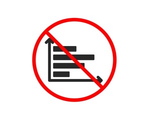 No or Stop. Horizontal chart icon. Column graph sign. Market analytics symbol. Prohibited ban stop symbol. No horizontal chart icon. Vector