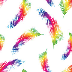 Fototapeta na wymiar Seamless pattern of colorful feathers