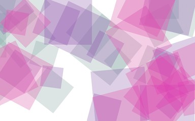 Multicolored translucent squares on white background. Red tones. 3D illustration