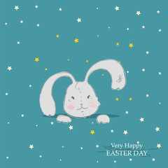 Vector Easter bunny with big ears .