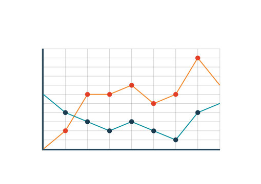 line chart multicolored isolated two curves graphic image