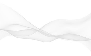 White abstract background. Fluttering white scarf. Waving on wind white fubric. 3D illustration