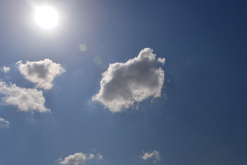 Naklejka na ściany i meble Blue sky and cloud with bright sun