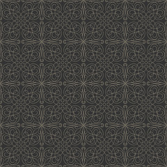 Fototapeta premium Black & sand monochromatic ornamental seamless vector pattern