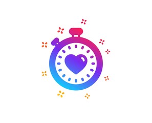 Heart in Timer icon. Love symbol. Valentines day stopwatch sign. Dynamic shapes. Gradient design heartbeat timer icon. Classic style. Vector