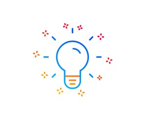 Light Bulb line icon. Lamp sign. Idea, Solution or Thinking symbol. Gradient design elements. Linear light bulb icon. Random shapes. Vector