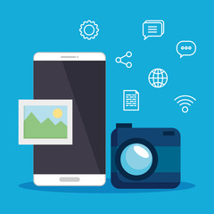 smartphone technology with digital camera and photo