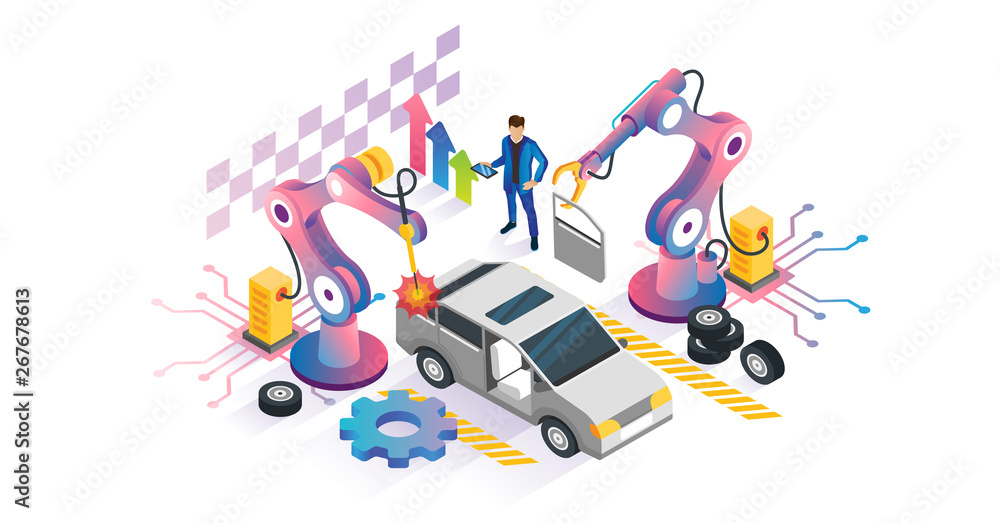 Aufkleber robotics automation vector illustration