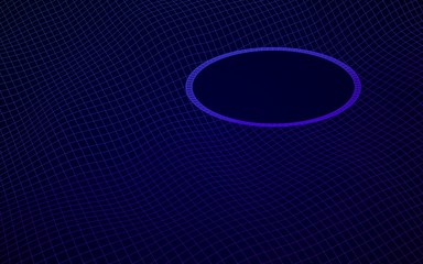 Abstract landscape on a blue background. Cyberspace grid. Mockup. hi tech network, technology. 3D illustration