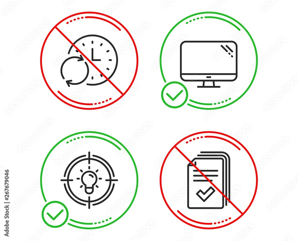 Aufkleber do or stop. idea, update time and computer icons simple set. handout sign. solution, refresh clock, 