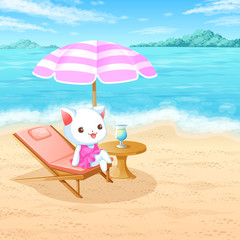 Obraz na płótnie Canvas cat on the beach