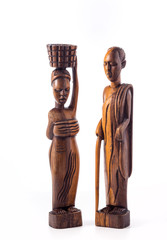 Wooden Male and Female Figurines from West Africa