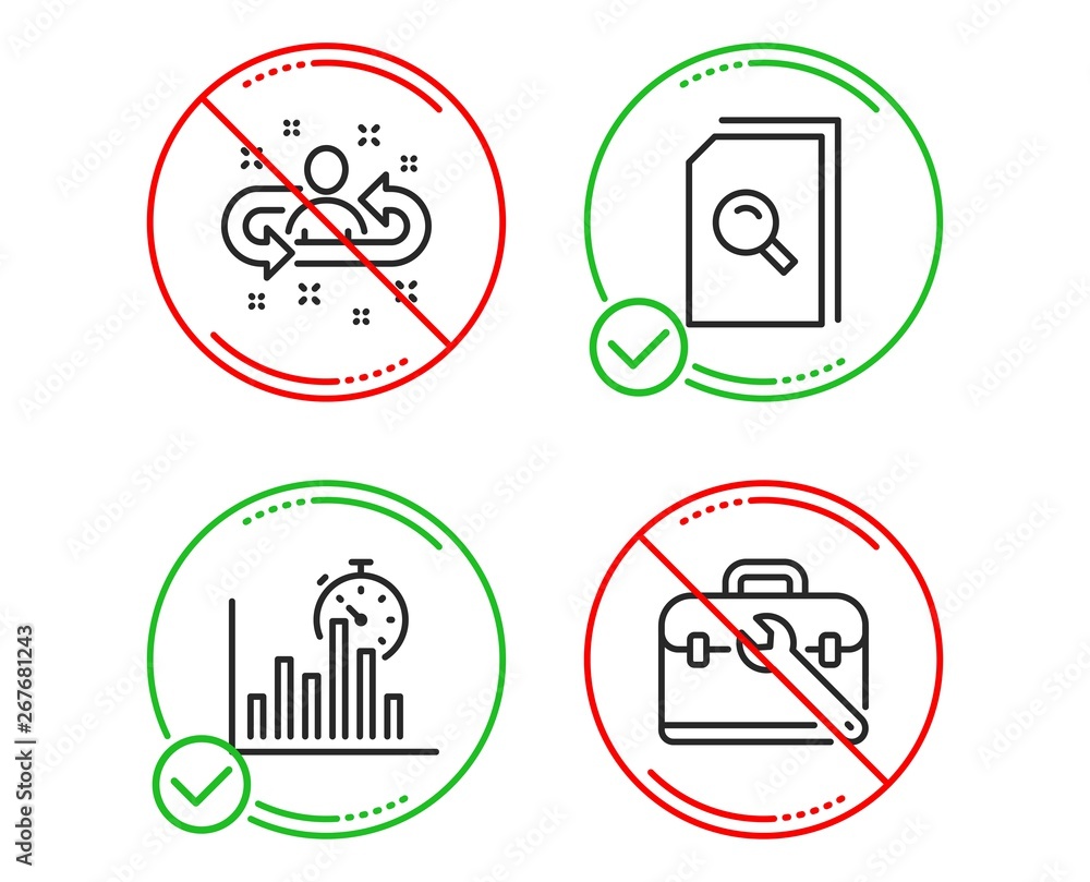 Poster do or stop. report timer, search files and recruitment icons simple set. tool case sign. growth char