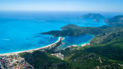 Aerial view of Oludeniz in Muğla Turkey