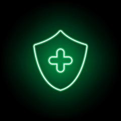 Medical, health protection icon in neon style. Element of medicine illustration. Signs and symbols icon can be used for web, logo, mobile app, UI, UX