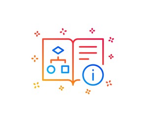 Technical algorithm line icon. Project documentation sign. Gradient design elements. Linear technical algorithm icon. Random shapes. Vector