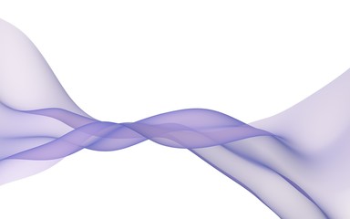 Fototapeta premium Abstract blue wave. Blue scarf. Bright blue ribbon on white background. Abstract smoke. Raster air background. 3D illustration