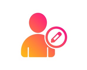 Edit User icon. Profile Avatar with pencil sign. Person silhouette symbol. Classic flat style. Gradient edit user icon. Vector