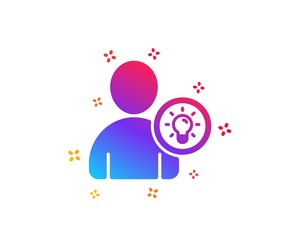 User icon. Profile with Lamp bulb sign. Person silhouette with idea symbol. Dynamic shapes. Gradient design user idea icon. Classic style. Vector