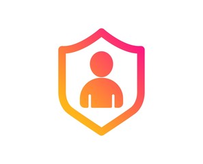 User Protection icon. Profile Avatar with shield sign. Person silhouette symbol. Classic flat style. Gradient security icon. Vector