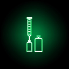 Medical, syringes icon in neon style. Element of medicine illustration. Signs and symbols icon can be used for web, logo, mobile app, UI, UX