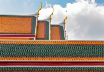 Colorful roofs of the temple in Bangkok.