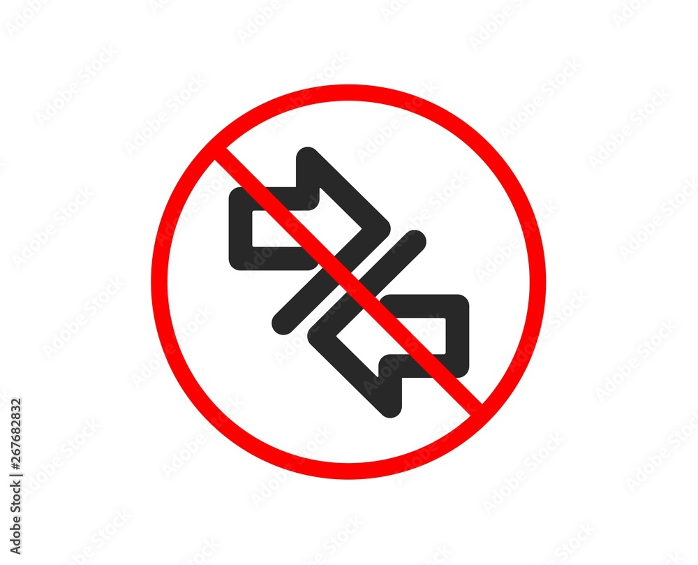 Poster no or stop. synchronize arrows icon. communication arrowheads symbol. navigation pointer sign. prohi