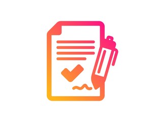 Approved agreement icon. Sign document. Accepted or confirmed symbol. Classic flat style. Gradient approved agreement icon. Vector