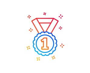Reward Medal line icon. Winner achievement or Award symbol. Glory or Honor sign. Gradient design elements. Linear best rank icon. Random shapes. Vector