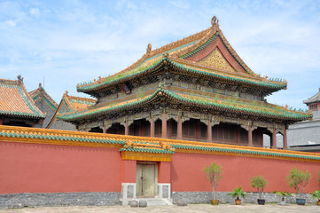 Jingdian Pavilion in Shenyang Imperial Palace (Mukden Palace), Shenyang, Liaoning, China. Shenyang Imperial Palace is UNESCO world heritage site built in 400 years ago.